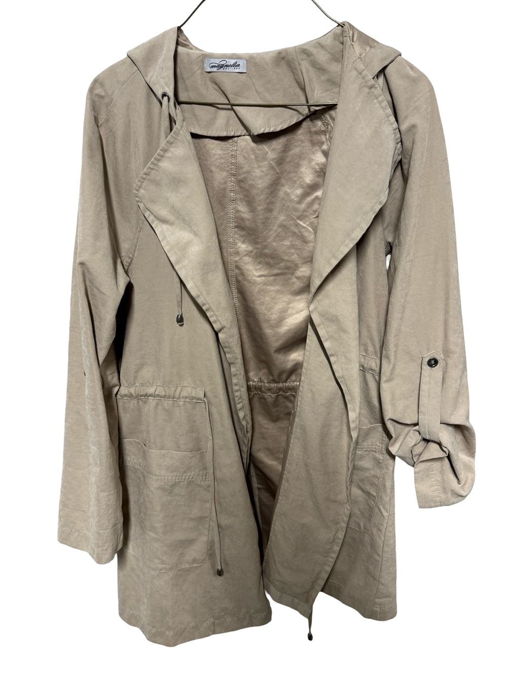 Lightweight Beige Hooded Utility Jacket